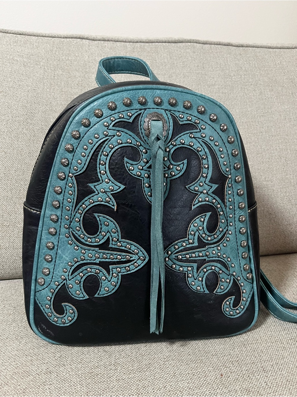 Montana West Teal and Black Studded Backpack